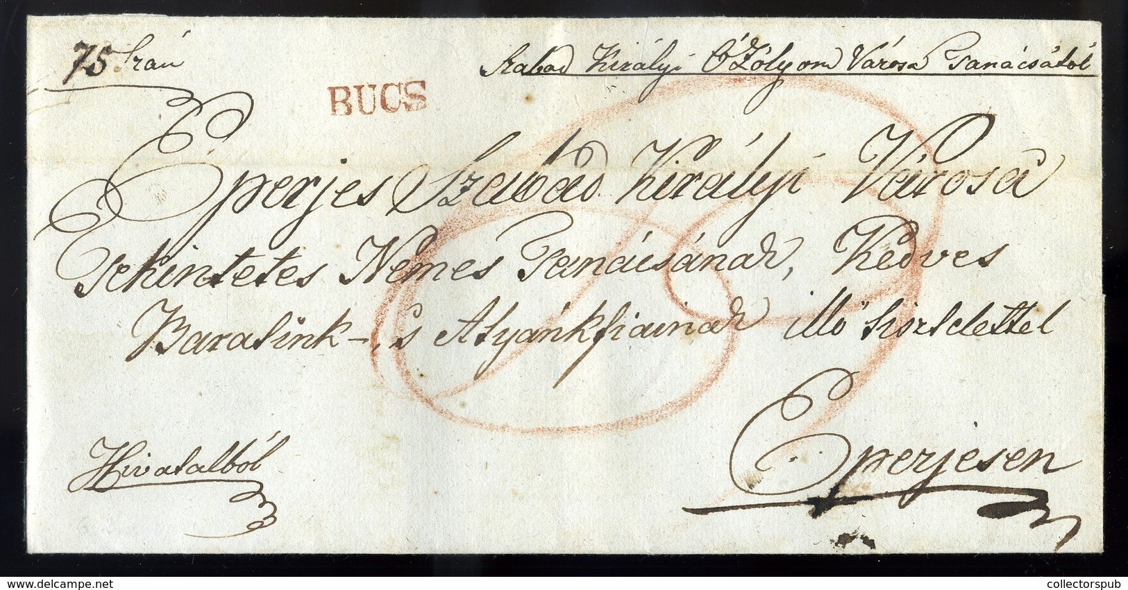 BUCS 1846. Dekoratív Hivatalos Levél Piros Bélyegzéssel HUNGARY SLOVAKIA - ...-1850 Prefilatelía