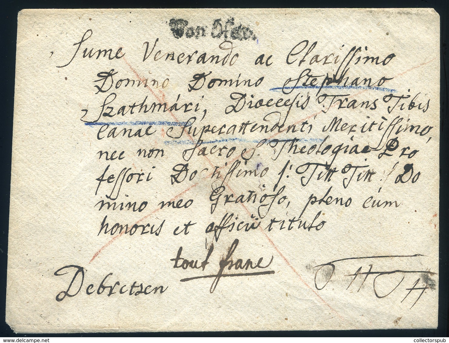 1789. Dekoratív Portós Levél "Von Ofen" Debrecenbe Küldve. F: Őrfi József ,Tabajd  /  1789 Decorative Unpaid Letter "Von - ...-1850 Vorphilatelie