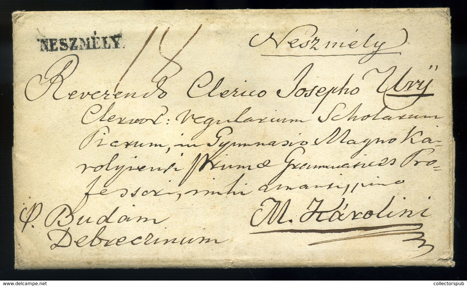 NESZMÉLY 1846. Szép Portós Levél, Tartalommal Nagykárolyba Küldve  /  1846 Nice Unpaid Letter Cont. To Nagykároly - ...-1867 Vorphilatelie