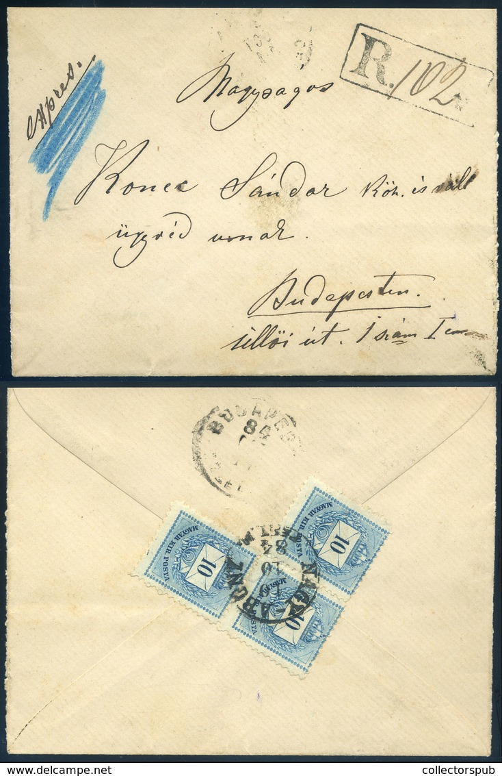 NAGYABONY 1884. Ajánlott-expressz Levél 3*10Kr-ral Budapestre Küldve. Szép Darab! - Gebraucht