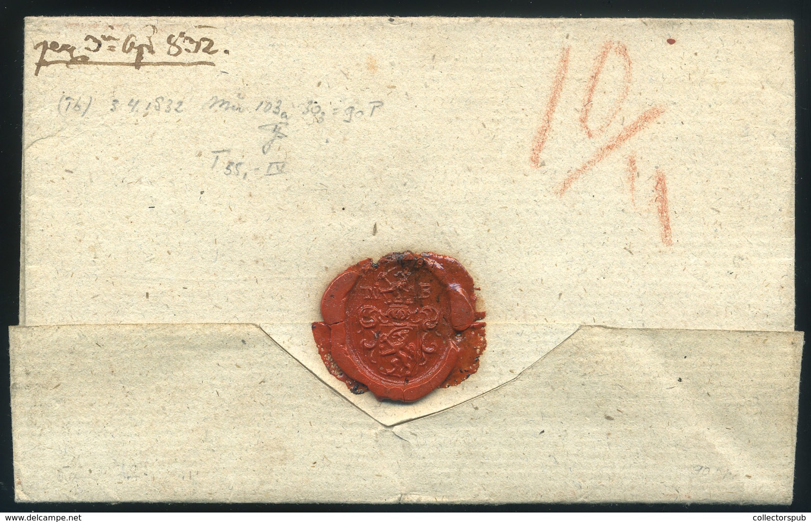 BEODRA 1832. Portós Levél "recepisse Mellett" Tartalommal, Piros Bélyegzéssel Pestre Küldve  /  1832 Unpaid Letter "besi - ...-1850 Vorphilatelie