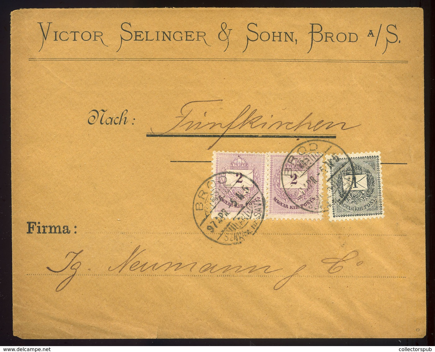 BROD 1897. Szép Krajcáros, Céges Levél Pécsre Küldve - Used Stamps