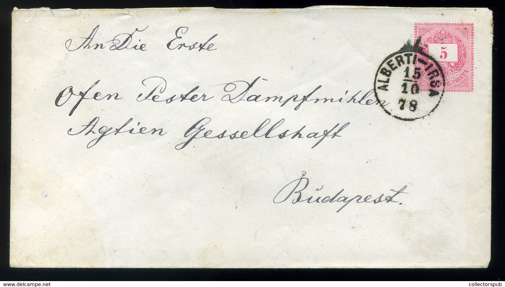 ALBERTIRSA 1878. Díjjegyes Boríték Szép Bélyegzéssel  /  1878 Stationery Cov. Nice Pmk - Usati