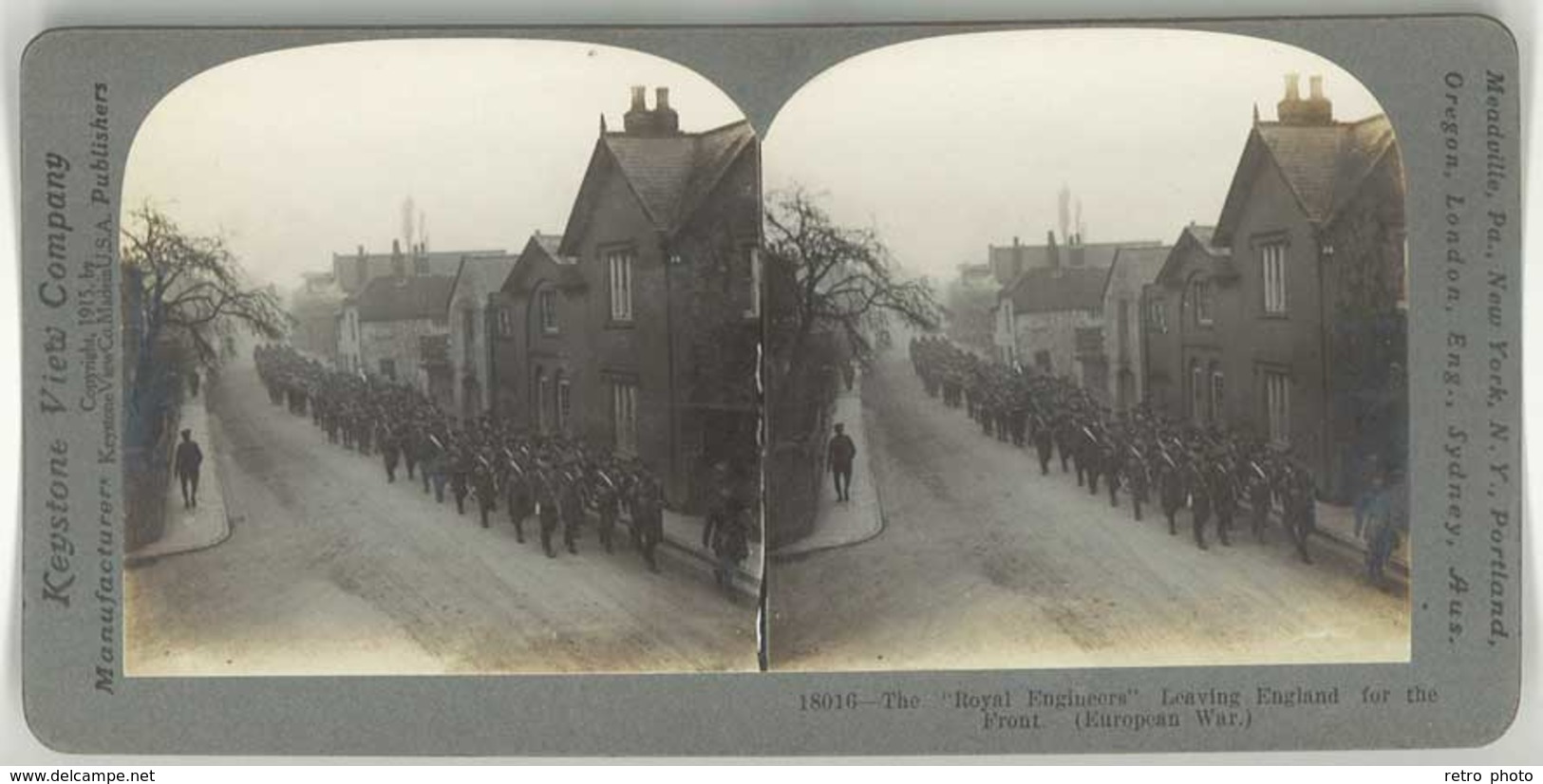 Photo Stéréoscopique : The Royal Engineers Leaving England For The Front ( Soldats Anglais ) - Stereoscopio