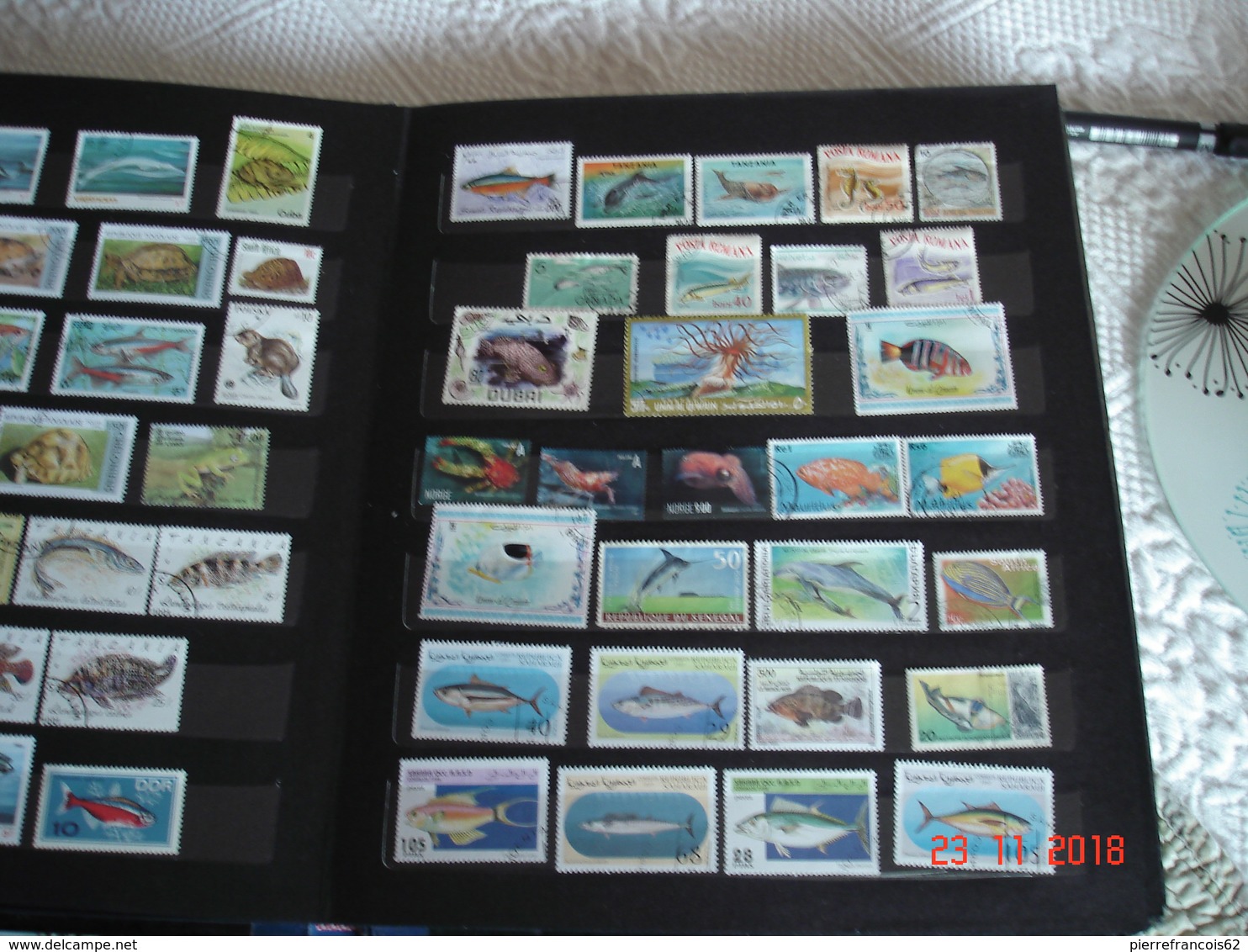 ALBUM CONTENANT COLLECTION DE TIMBRES ET BLOCS FEUILLETS SUR LES ANIMAUX DES FLEUVES  MERS ET OCEANS