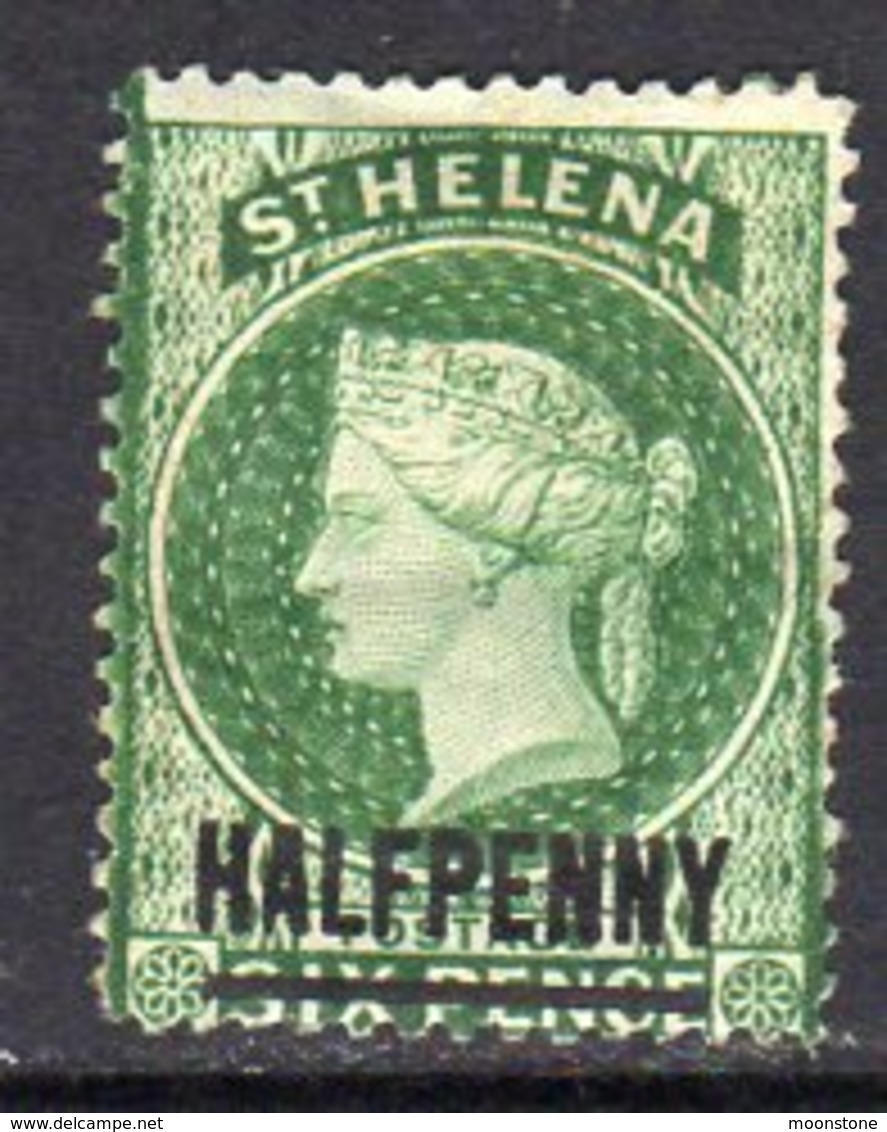 St. Helena QV 1884-94 HALFPENNY On 6d Green Surcharge, Hinged Mint, SG 36 - Saint Helena Island