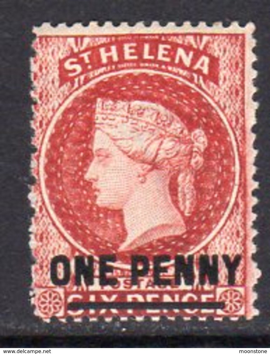 St. Helena QV 1884-94 ONE PENNY On 6d Red Surcharge, Hinged Mint, SG 37 - Saint Helena Island