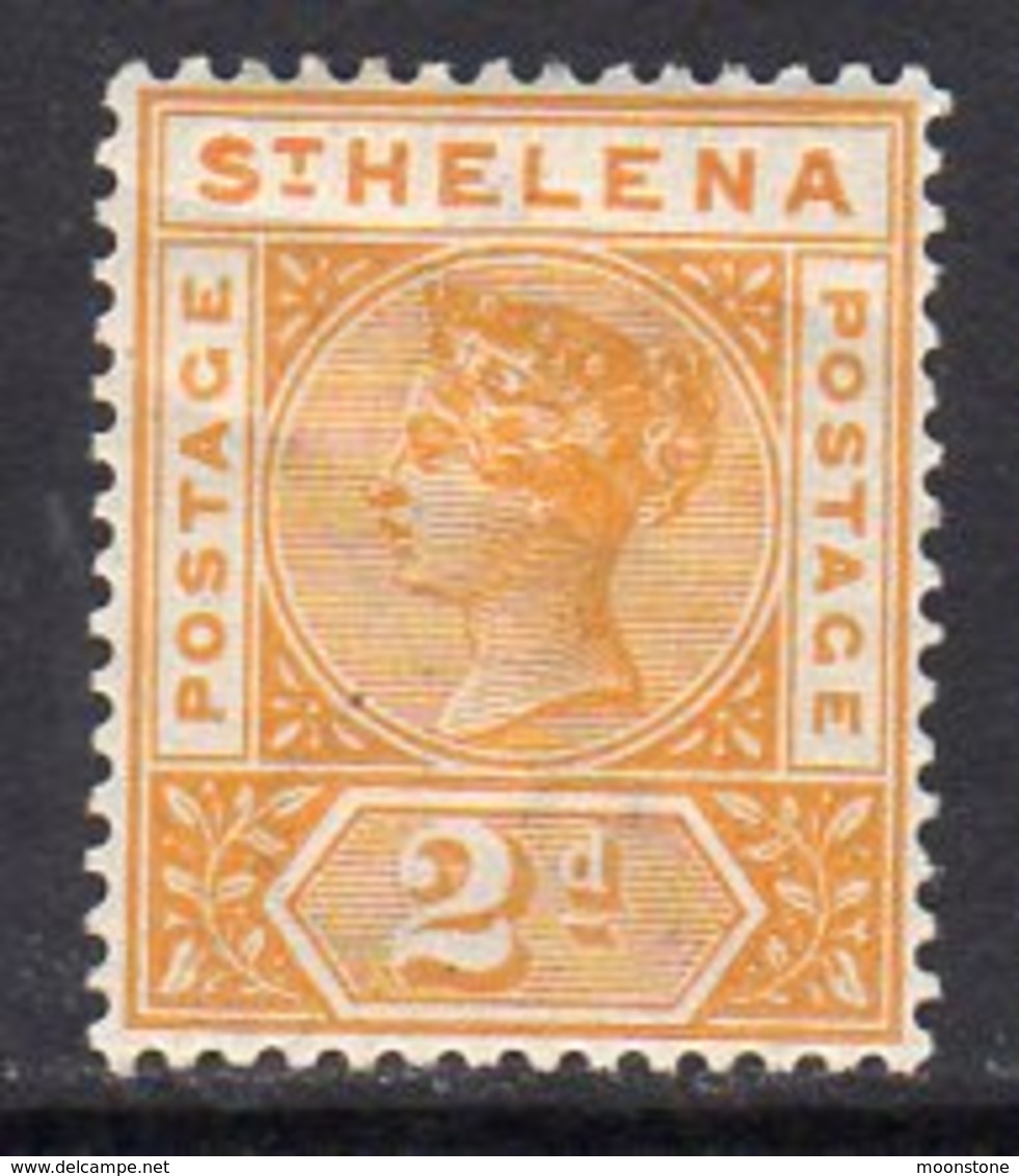 St. Helena QV 1890-7 2d Orange-yellow Definitive, Wmk. Crown CA, Hinged Mint, SG 49 - Saint Helena Island