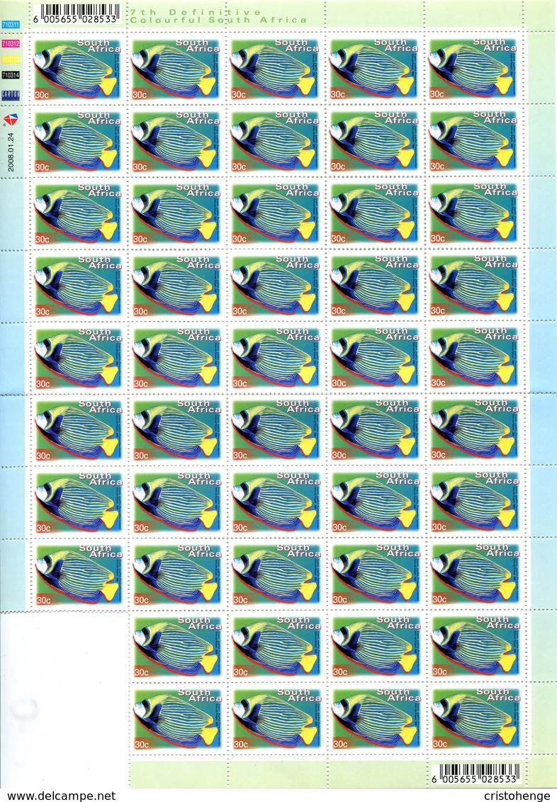 South Africa 2001-10 Flora & Fauna - Cartor Print - 30c Emperor Angelfish - Large Part Sheet MNH (SG 1271) - Unused Stamps