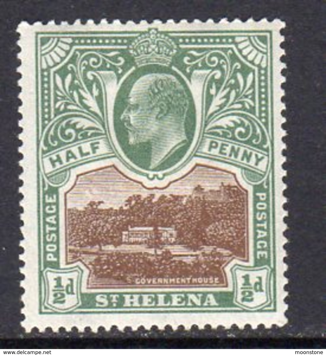St. Helena EVII 1903 ½d Brown & Grey-green Definitive, Wmk. Crown CC, Hinged Mint, SG 55 - Saint Helena Island