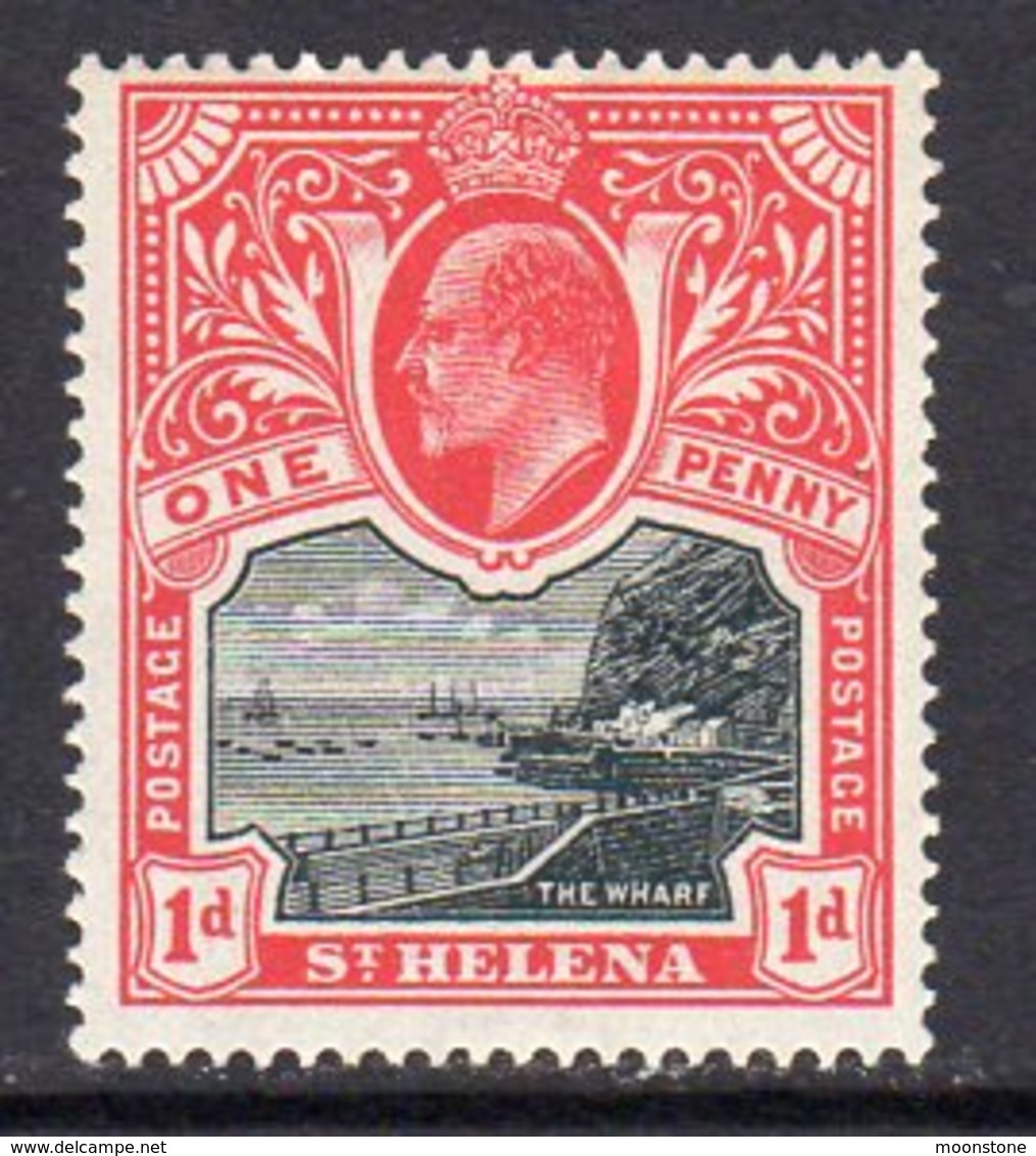 St. Helena EVII 1903 1d Black & Carmine Definitive, Wmk. Crown CC, Lightly Hinged Mint, SG 56 - Saint Helena Island