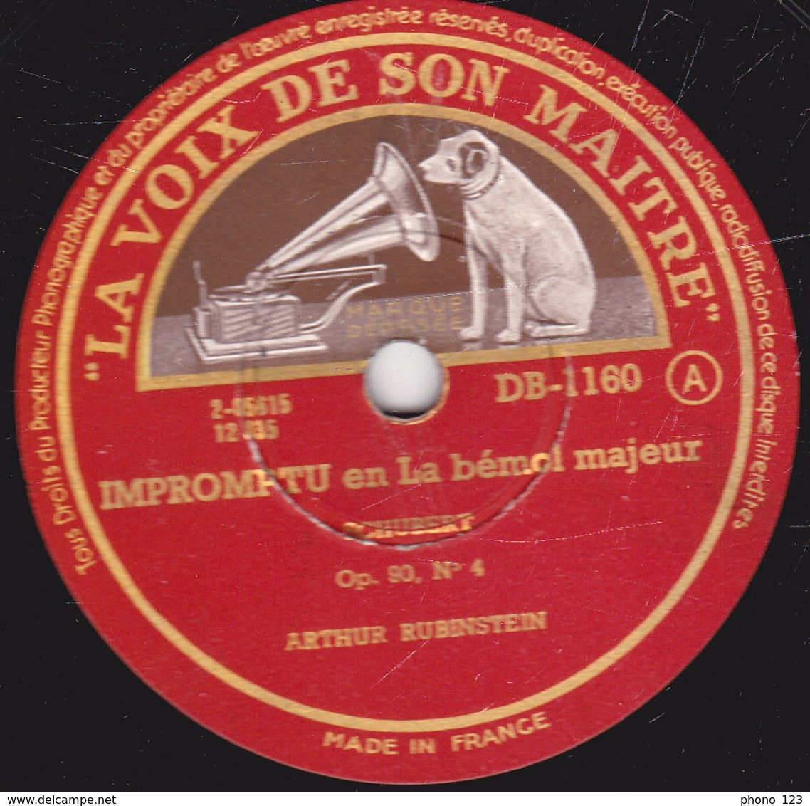 78 Trs - 30 Cm - Etat TB - ARTHUR RUBINSTEIN - IMPROMPTU En La Bémol Majeur SCHUBERT - VALSE En La Bémol Majeur CHOPIN - 78 T - Disques Pour Gramophone