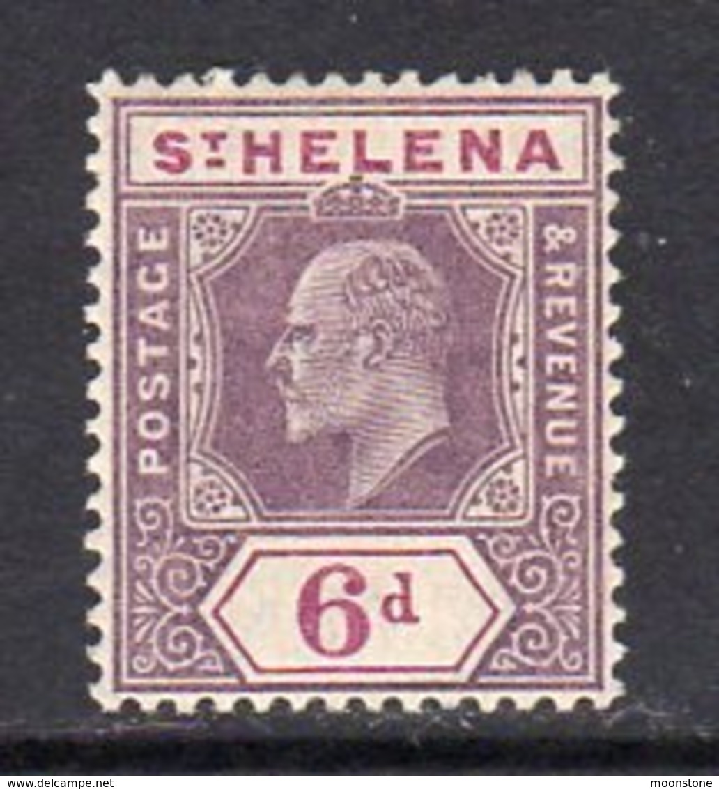 St. Helena EVII 1908 6d Dull & Deep Purple Definitive, Wmk. Multiple Crown CA, Hinged Mint, SG 67 - Saint Helena Island
