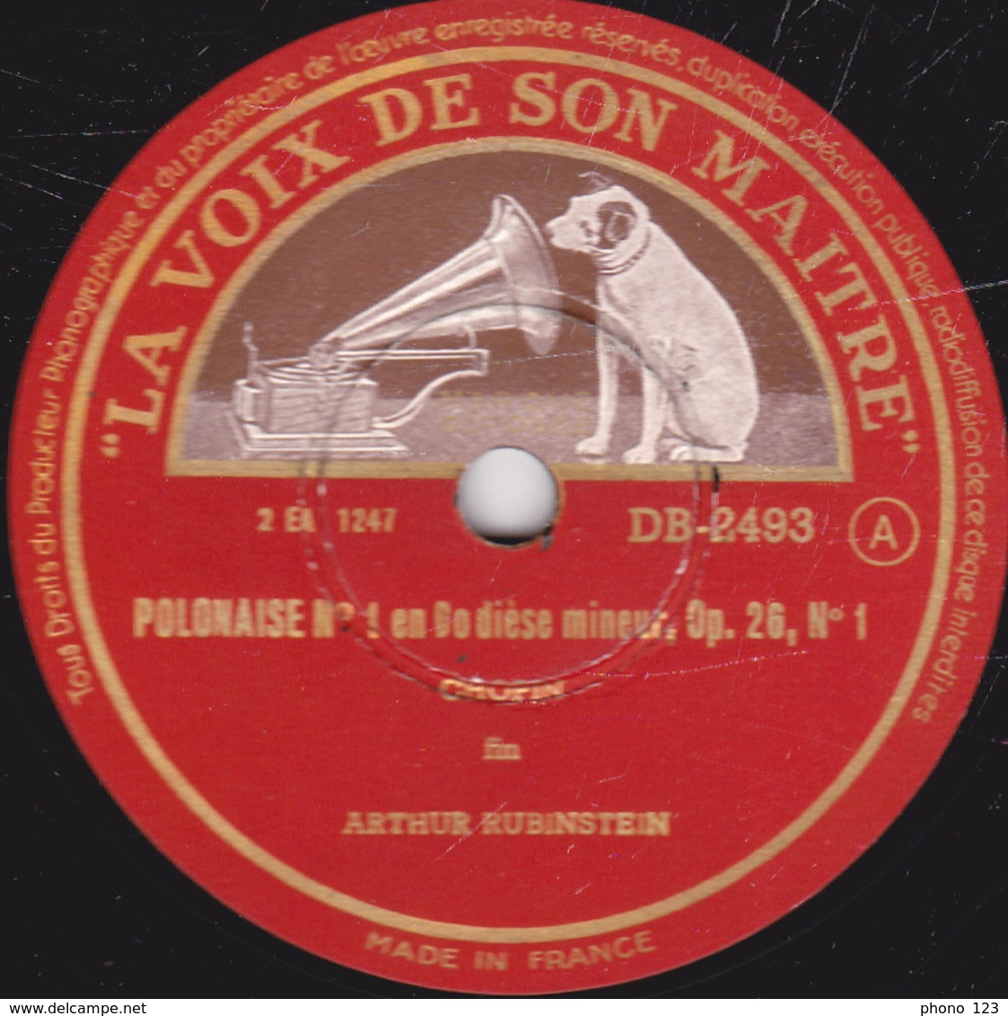 78 Trs - 30 Cm - Etat TB - ARTHUR RUBINSTEIN - POLONAISE N°1 De CHOPIN En Do Dièse Mineur, Op.26N°1 - 1re Et 2e Parties - 78 T - Disques Pour Gramophone