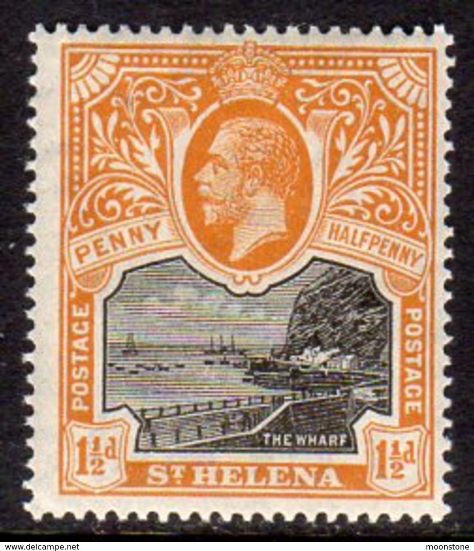 St. Helena GV 1912-16 1½d Black & Orange, Wmk. Multiple Crown CA, Lightly Hinged Mint, SG 74 - Saint Helena Island