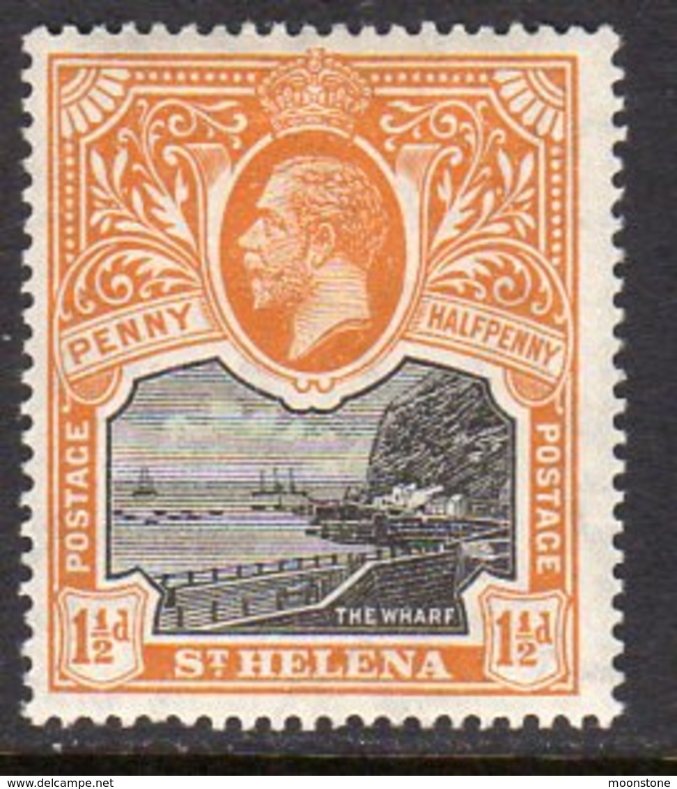 St. Helena GV 1912-16 1½d Black & Orange, Wmk. Multiple Crown CA, Lightly Hinged Mint, SG 74 - Saint Helena Island