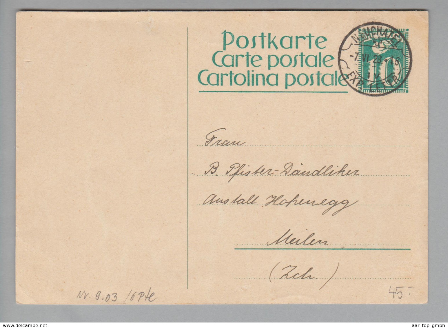 Heimat CH Rasierklingen-O Neuchatel 1928-06-07 # 9.03 Auf Ganzsache Nach Meilen - Lettres & Documents