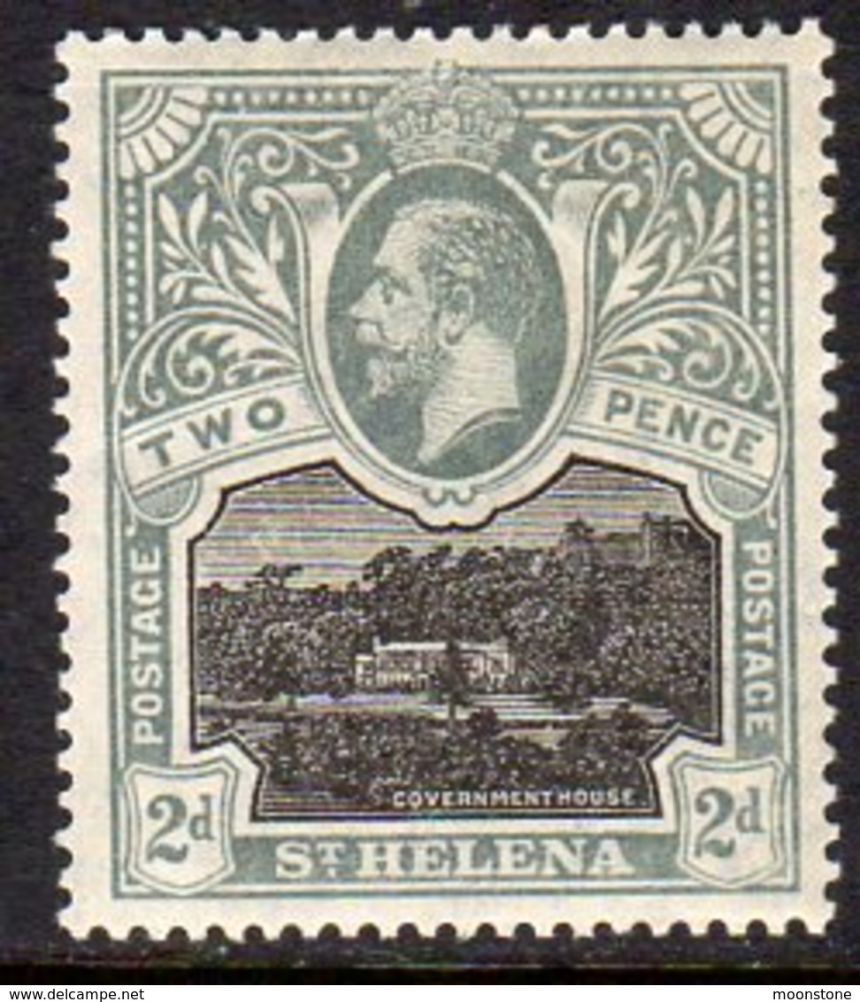 St. Helena GV 1912-16 2d Black & Grey-slate, Wmk. Multiple Crown CA, Lightly Hinged Mint, SG 75 - Saint Helena Island