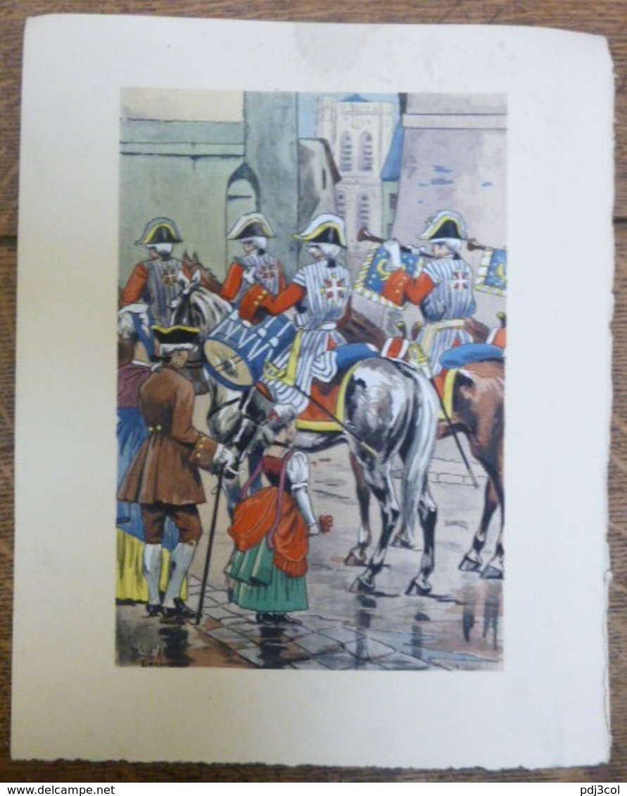 PIERRE ALBERT LEROUX - L'armée Française - Cavaliers - Belle Planche Rehaussée Aux Coloris - Vers 1930 - 32 Cm * 24 Cm - Autres & Non Classés