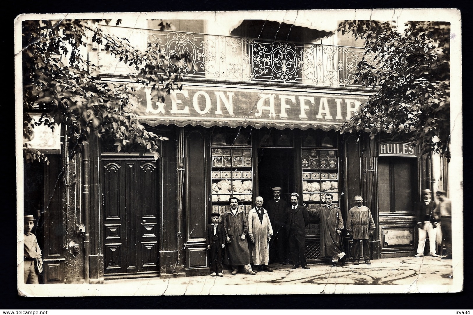 CPA ANCIENNE FRANCE- BEZIERS ?? (34)- DEVANTURE MAGASIN "LÉON AFFAIRE"- BELLE ANIMATION GROS PLAN- 2 SCANS - Beziers