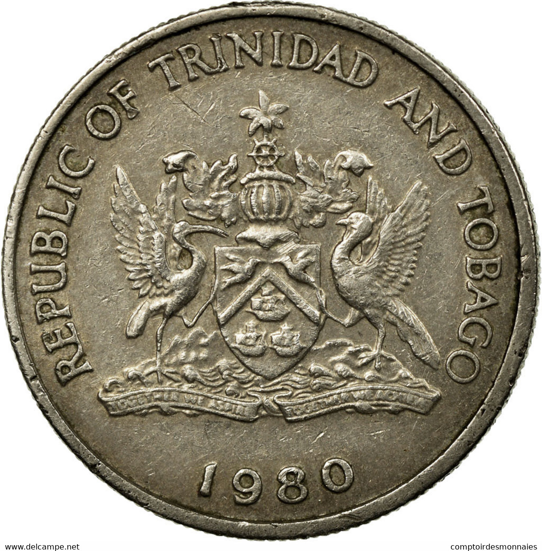 Monnaie, TRINIDAD & TOBAGO, 25 Cents, 1980, Franklin Mint, TTB, Copper-nickel - Trinidad & Tobago