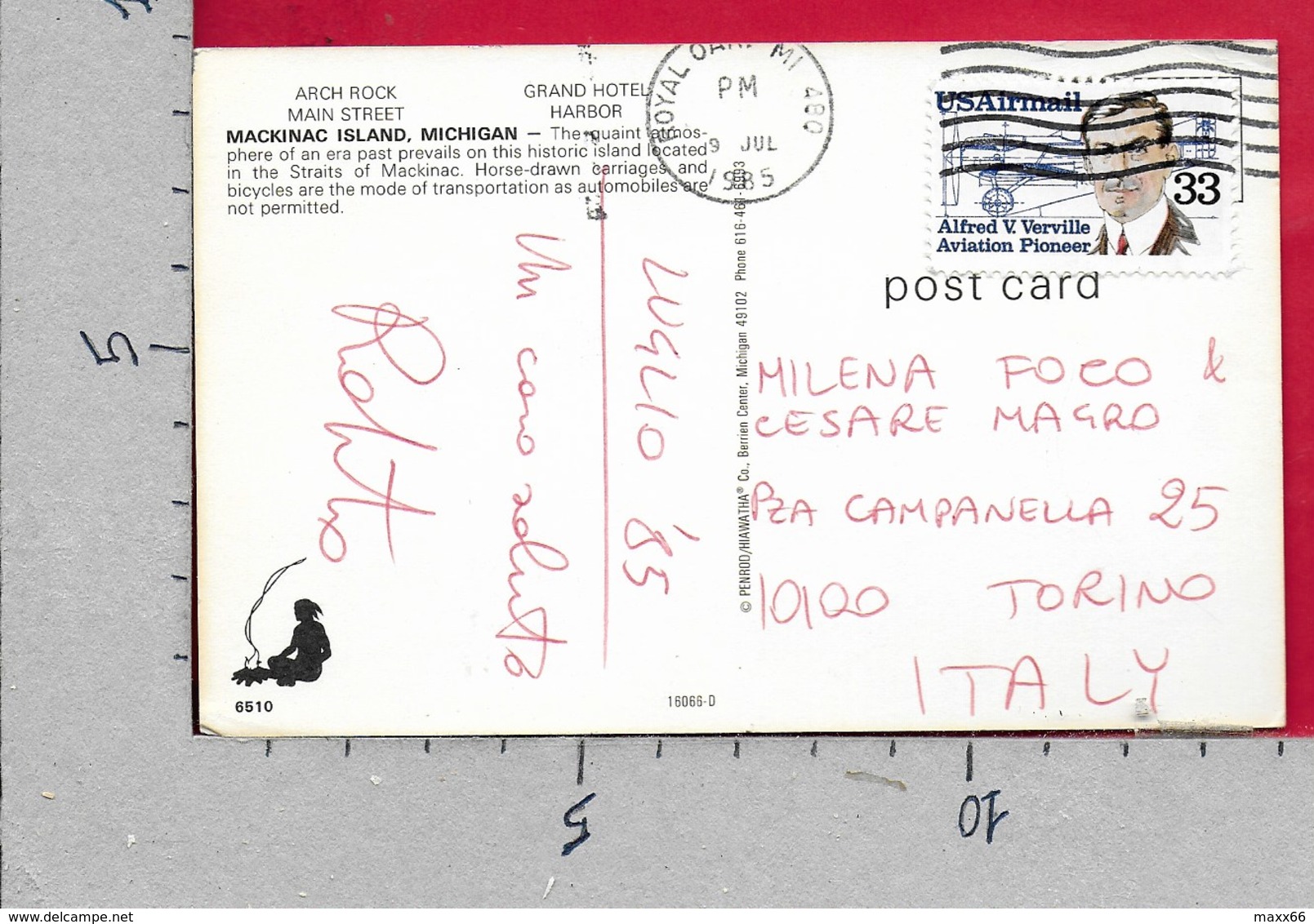 CARTOLINA VG STATI UNITI - MICHIGAN - Mackinac Island - 9 X 14 - ANN. 1985 - Altri & Non Classificati