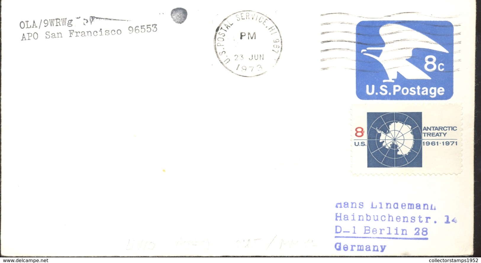 74312- ANTARCTIC TREATY, SOUTH POLE STAMP, EAGLE EMBOISED COVER STATIONERY, 1973, USA - Antarctisch Verdrag