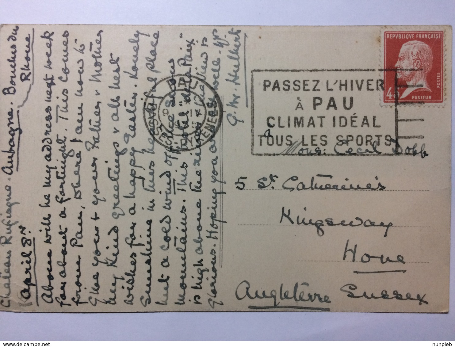 FRANCE - 1925 Postcard Of Pau With `Passez L`Hiver A Pau Climat Ideal Tous Les Sports` Slogan Postmark - Covers & Documents