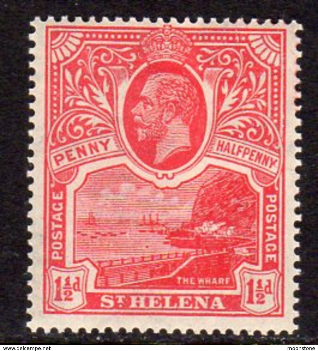 St. Helena GV 1922 1½d Rose-scarlet, Wmk. Multiple Script CA, MNH, SG 90 - Saint Helena Island