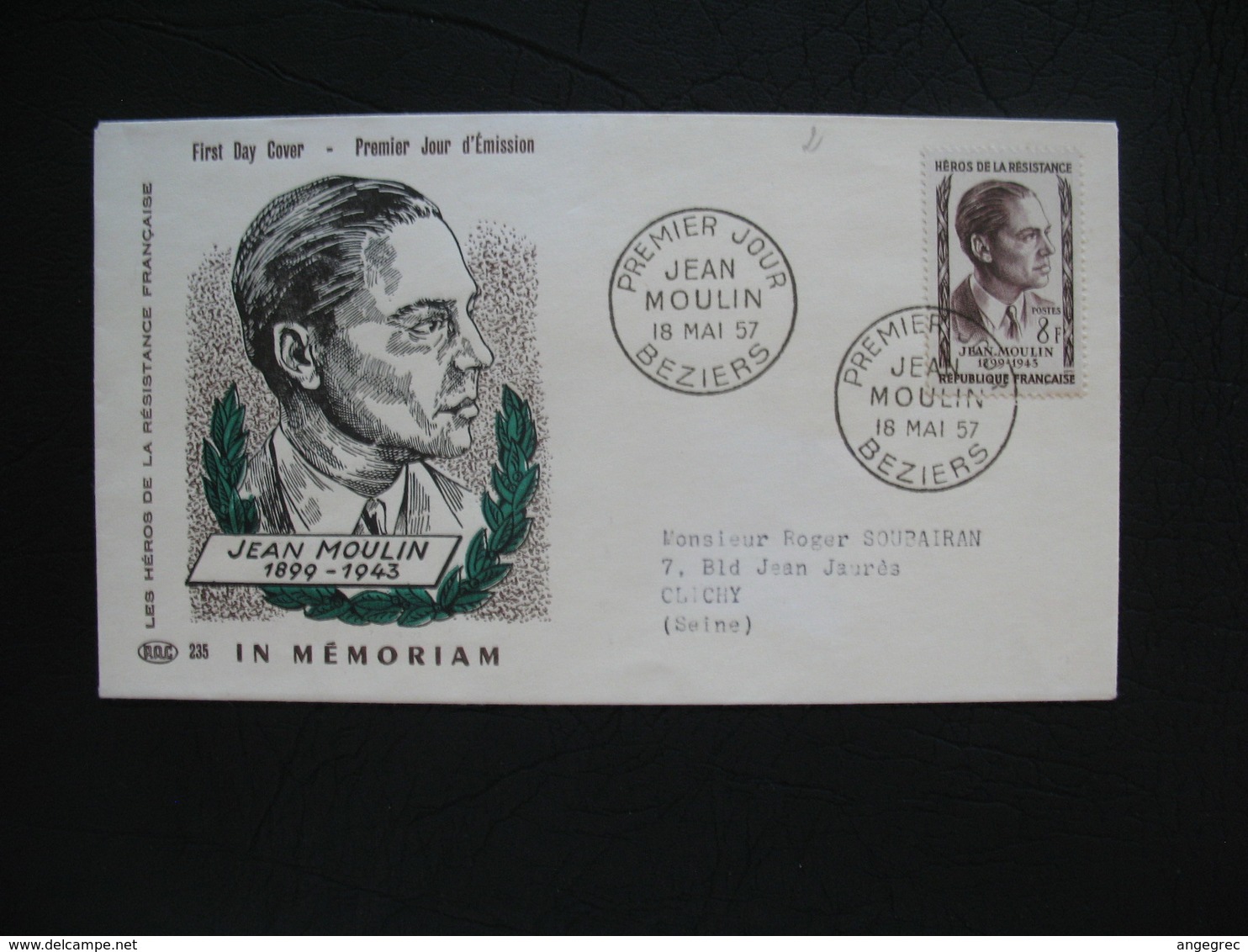 FDC 1957     N° 1100  Jean Moulin   à Voir - 1950-1959