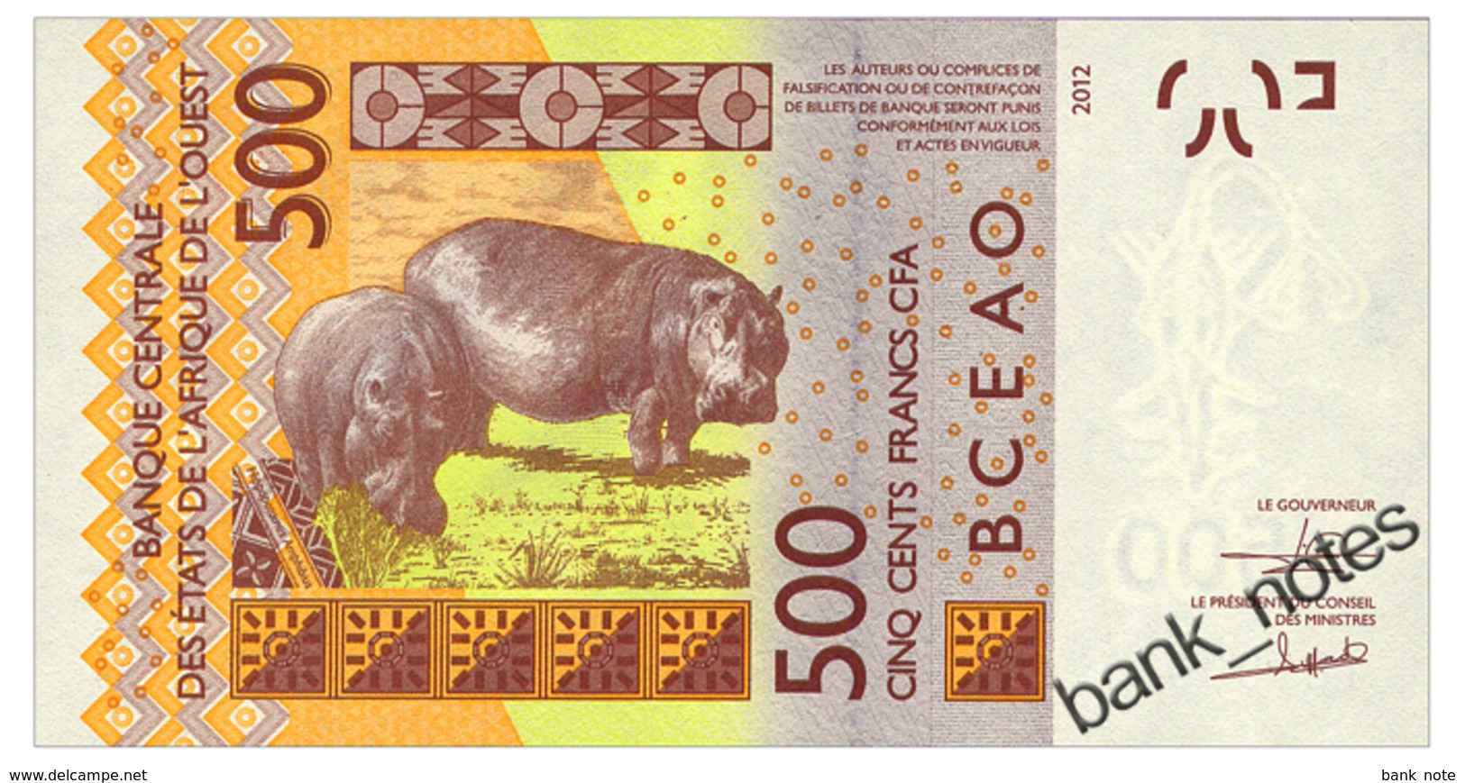 WEST AFRICAN STATES TOGO 500 FRANCS 2012/18 Pick 819T Unc - West African States