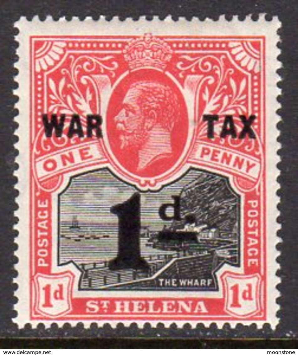 St. Helena GV 1918 WAR TAX / 1d Surcharge On 1d Black & Scarlet, Hinged Mint, SG 88 - Saint Helena Island