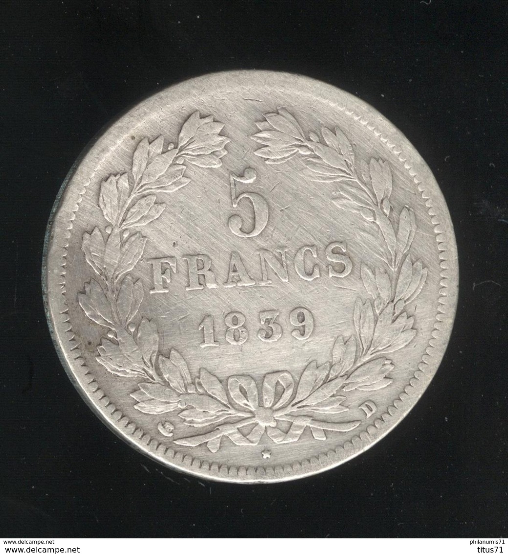 5 Francs France 1839 D - Louis Philippe - TB+ - Autres & Non Classés