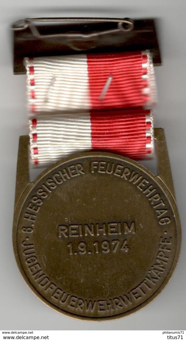 Médaille Jeunes Pompiers Volontaires Allemands - Hessische Jugendfeuerwehr - Minister Des Innern - Pompiers