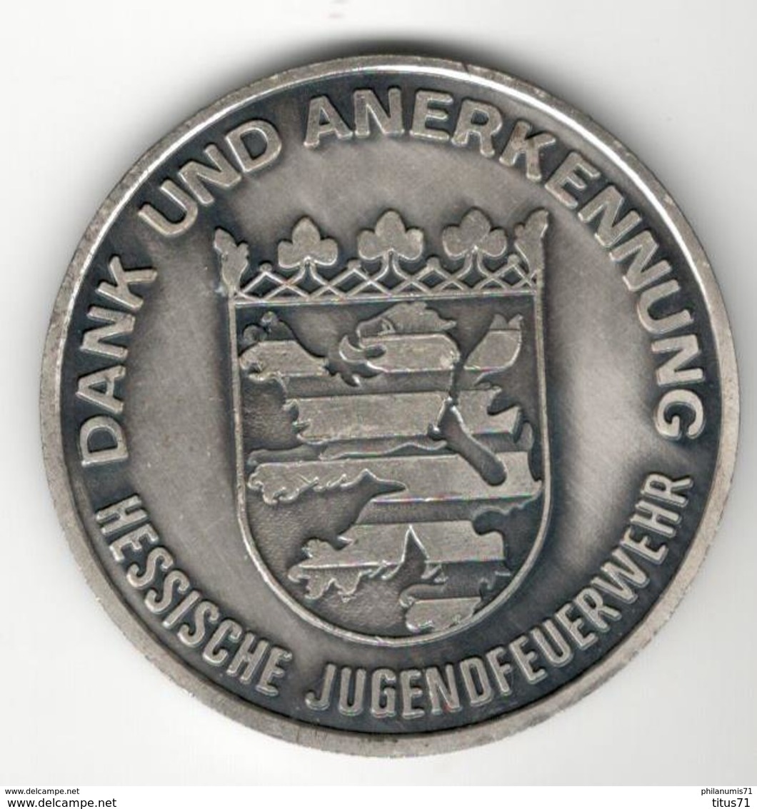 Médaille Jeunes Pompiers Volontaires Allemands - Dank Und Anerkennung - Hessische Jugendfeuerwehr - Firemen