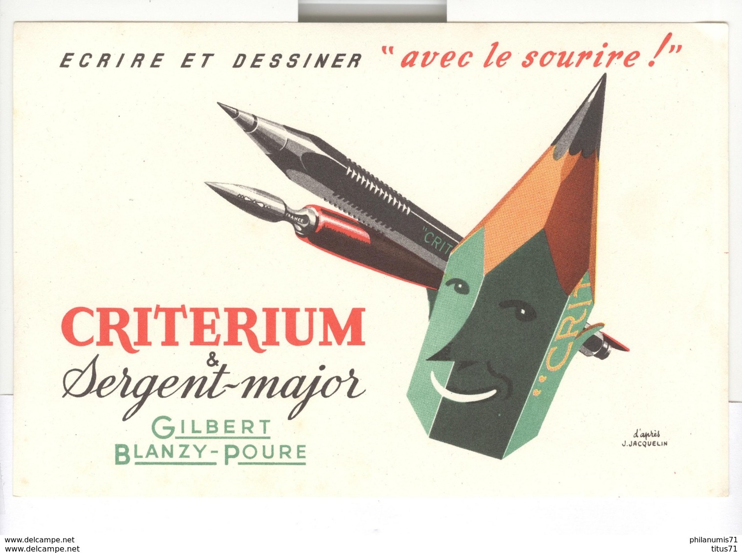 Buvard Criterium Et Sergent-Major - Gilbert Blanzy-Poure - Bon état - Stationeries (flat Articles)