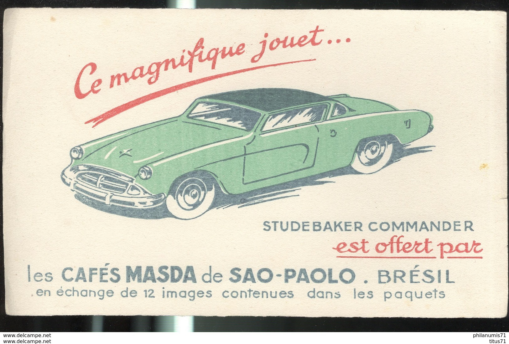 Buvard Cafés Masda - Studebaker Commander - Bon état - Coffee & Tea