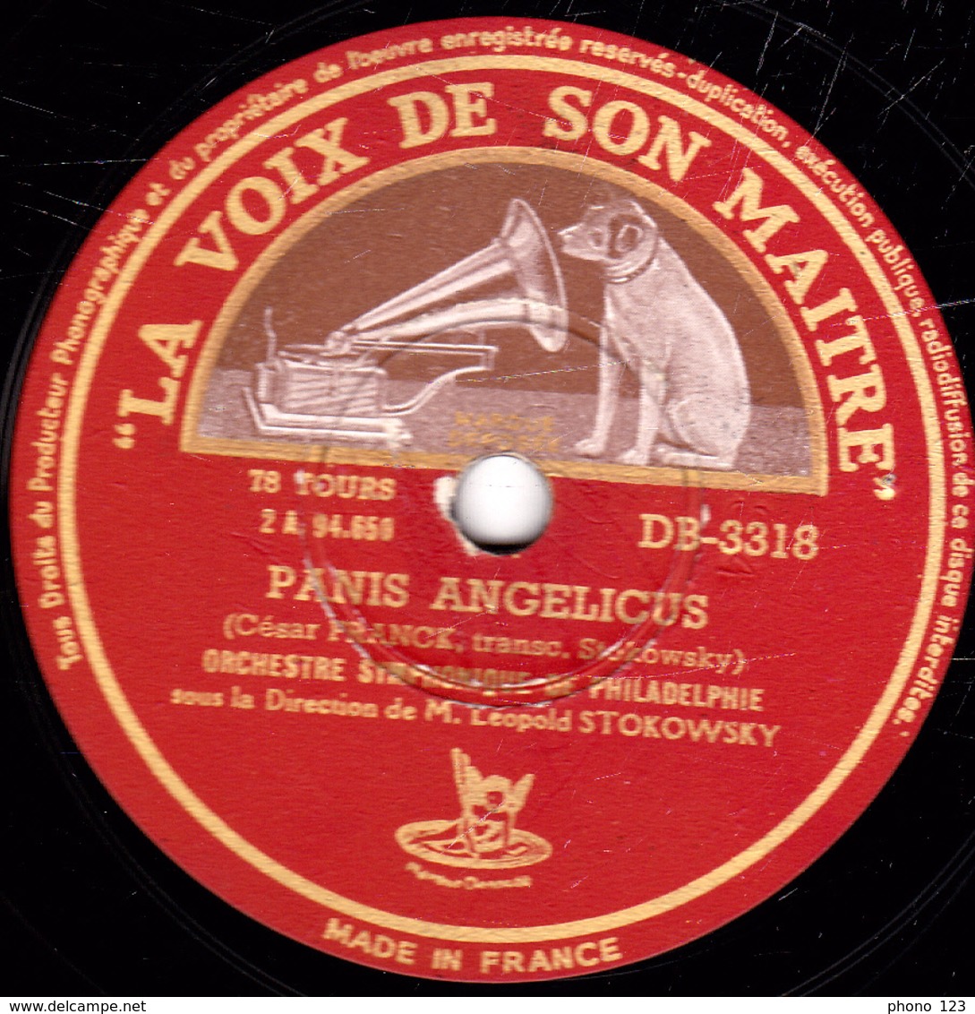 78 Trs - 30 Cm - Etat TB - VALSE TRISTE - PANIS ANGELICUS - ORCHESTRE SYMPHONIQUE DE PHILADELPHIE - 78 T - Disques Pour Gramophone