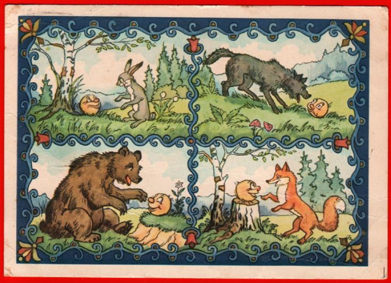 Gingerbread Man Bear Wolf Fox 1956 Hare Tale Comic Nosov Passed Mail - Orsi
