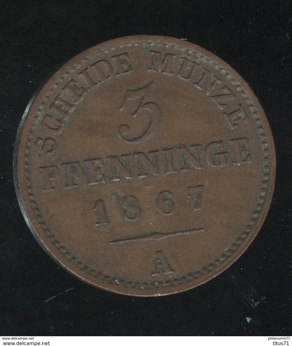 3 Pfenninge Allemagne Prusse 1867 A - SUP - Small Coins & Other Subdivisions