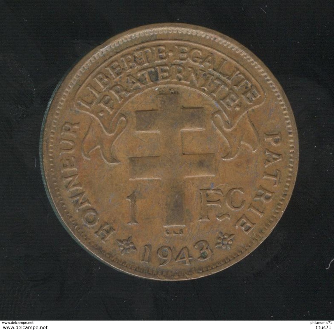 1 Franc Madagascar 1943 TB+ - Sonstige & Ohne Zuordnung