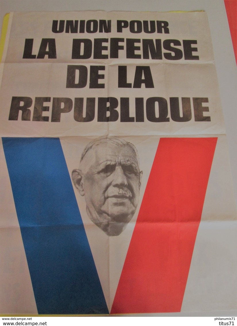 Affiche De Gaulle - Union Pour La Défense De La République - UDR - Format 60 X 80 Cm - Originale 1968 - Affiches