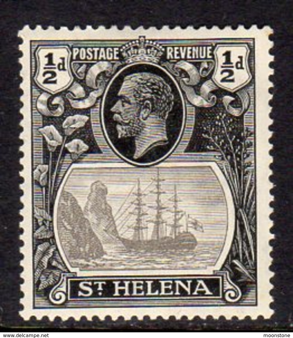 St. Helena GV 1922-37 ½d Grey & Black 'Ship & Rock' Definitive, Wmk. Script CA, Hinged Mint, SG 97 - Saint Helena Island