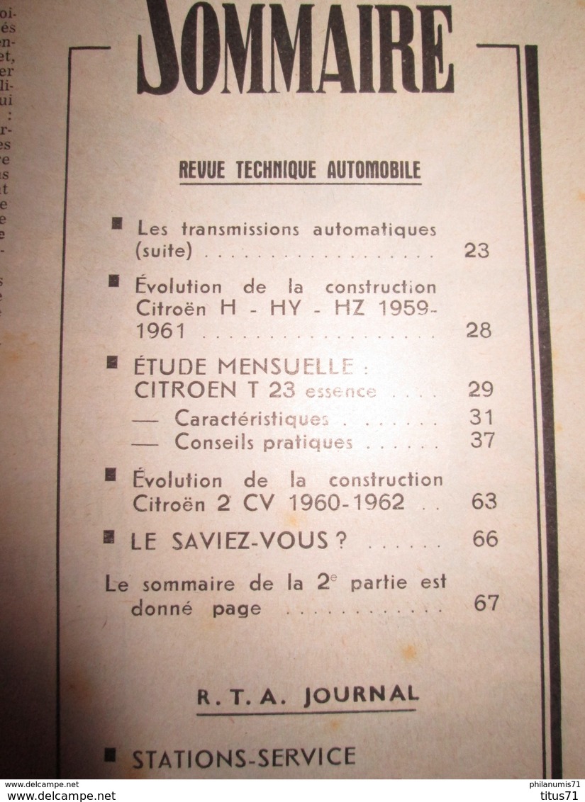 Revue Technique Automobile N° 201 Janvier 1963 ( RTA ) - Citroen T23 Et 2 CV - Auto