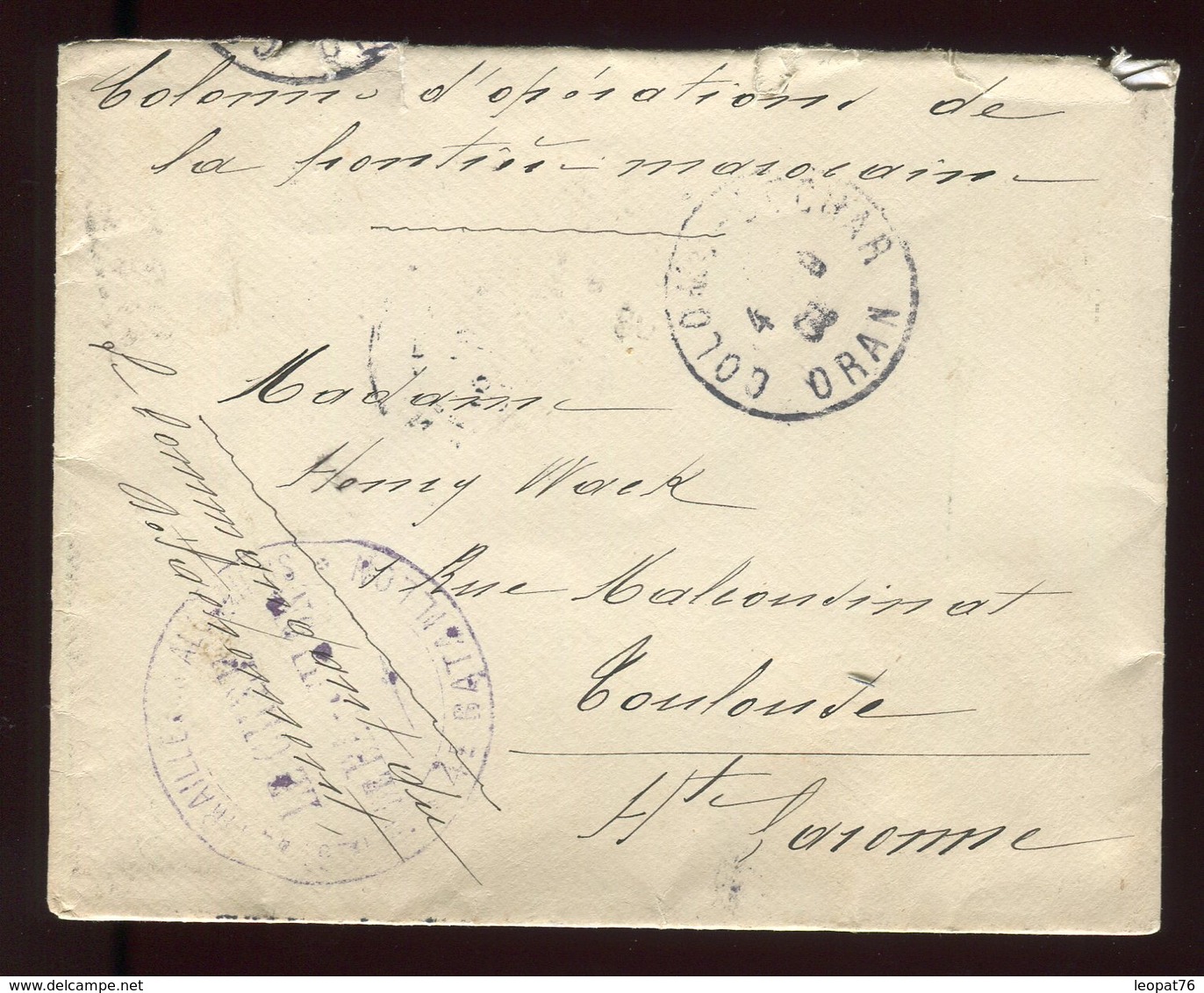 Enveloppe En FM De Colomb Béchar Pour Toulouse En 1908 - N231 - 1877-1920: Période Semi Moderne