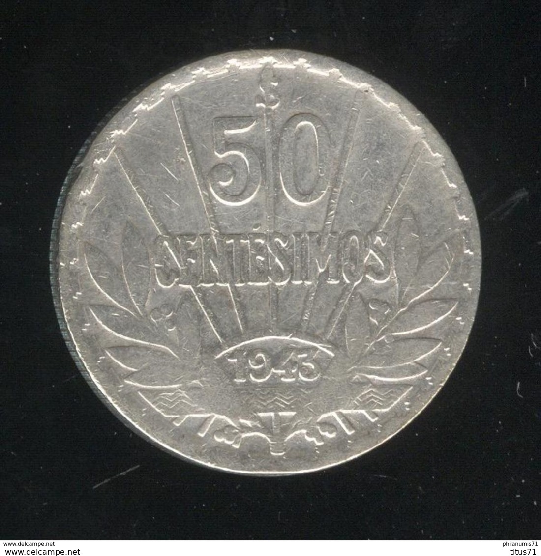 50 Centesimos 1943 Uruguay TTB - Uruguay