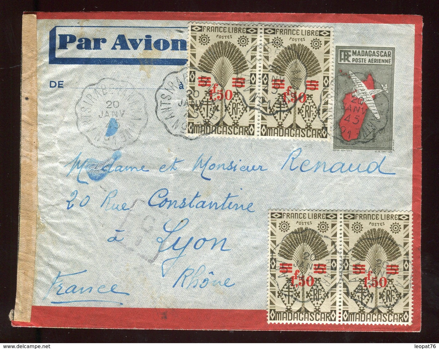 Madagascar - Entier Postal + Complément De Ambatolampy Pour La France En 1945 - N236 - Lettres & Documents