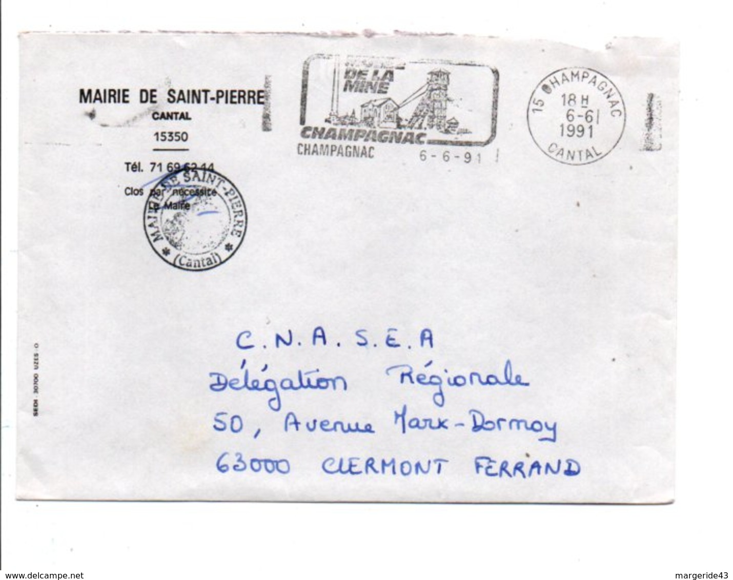 LETTRE DE MAIRIE DE SAINT-PIERRE CANTAL - 1961-....