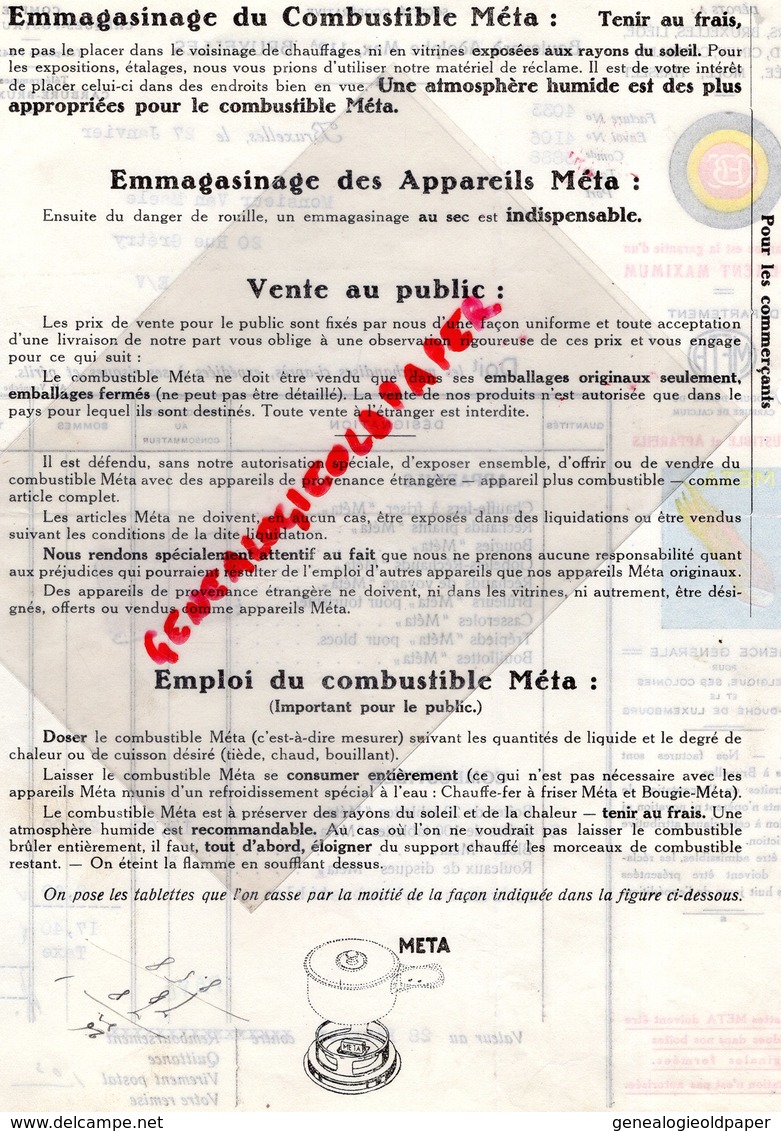 BELGIQUE-BRUXELLES- FACTURE COMPTOIR BELGE DU CARBURE DE CALCIUM- META-BD. ADOLPHE MAX- 1925 - Artesanos