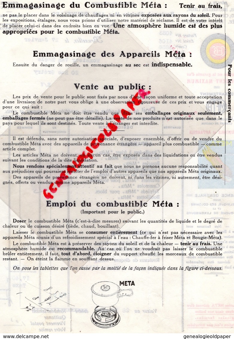 BELGIQUE-BRUXELLES- FACTURE COMPTOIR BELGE DU CARBURE DE CALCIUM- META-BD. ADOLPHE MAX- 1925 - Straßenhandel Und Kleingewerbe